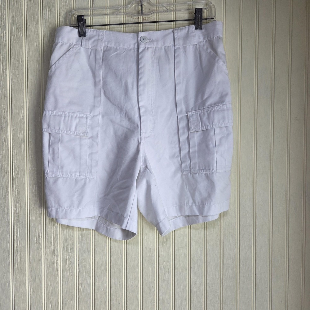 Weekender Traveler Cargo Shorts Mens 34 White Polyester Cotton Elastic 9 Inseam